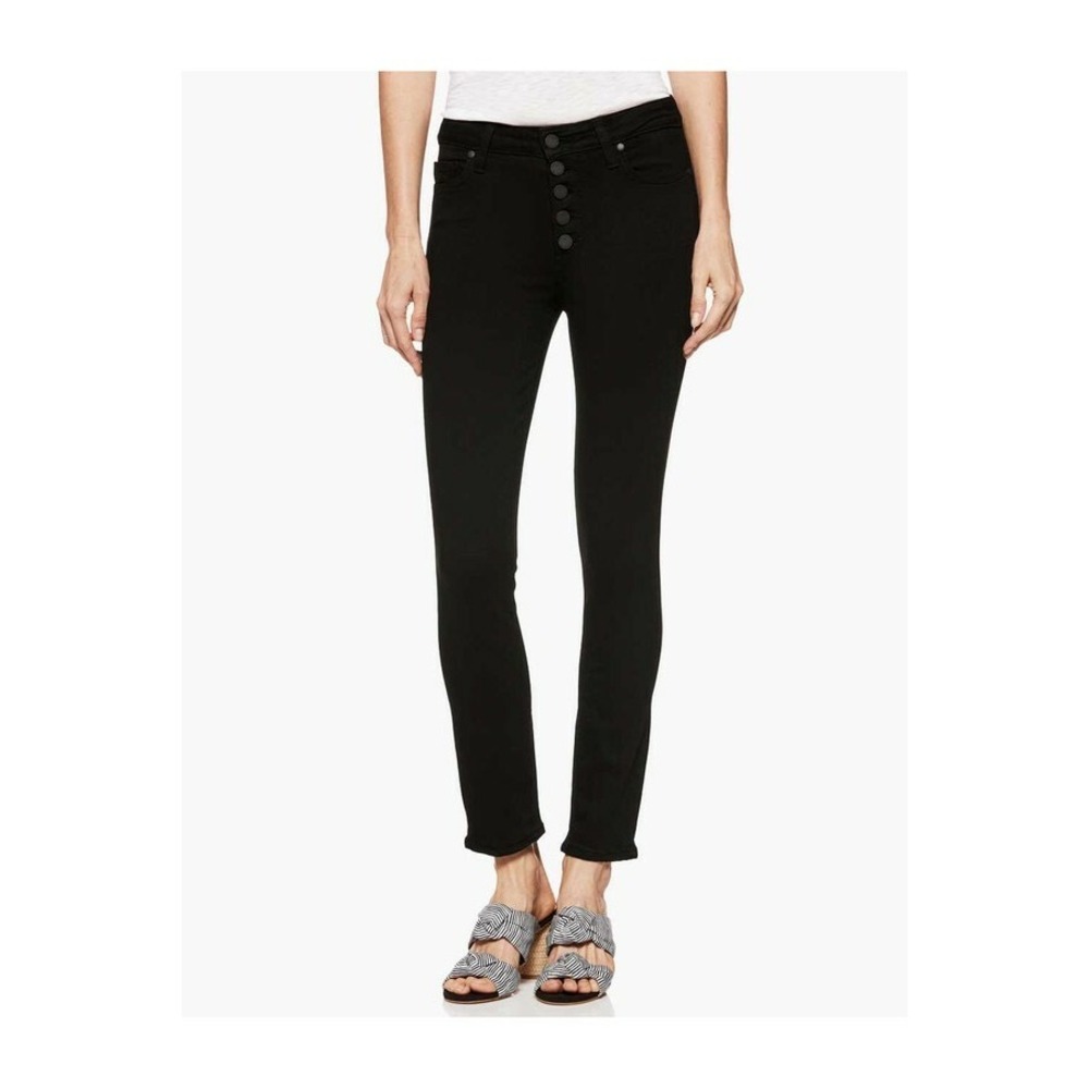 Paige Hoxton Ankle Peg Black High Rise Exposed Button Fly Jeans Size 26